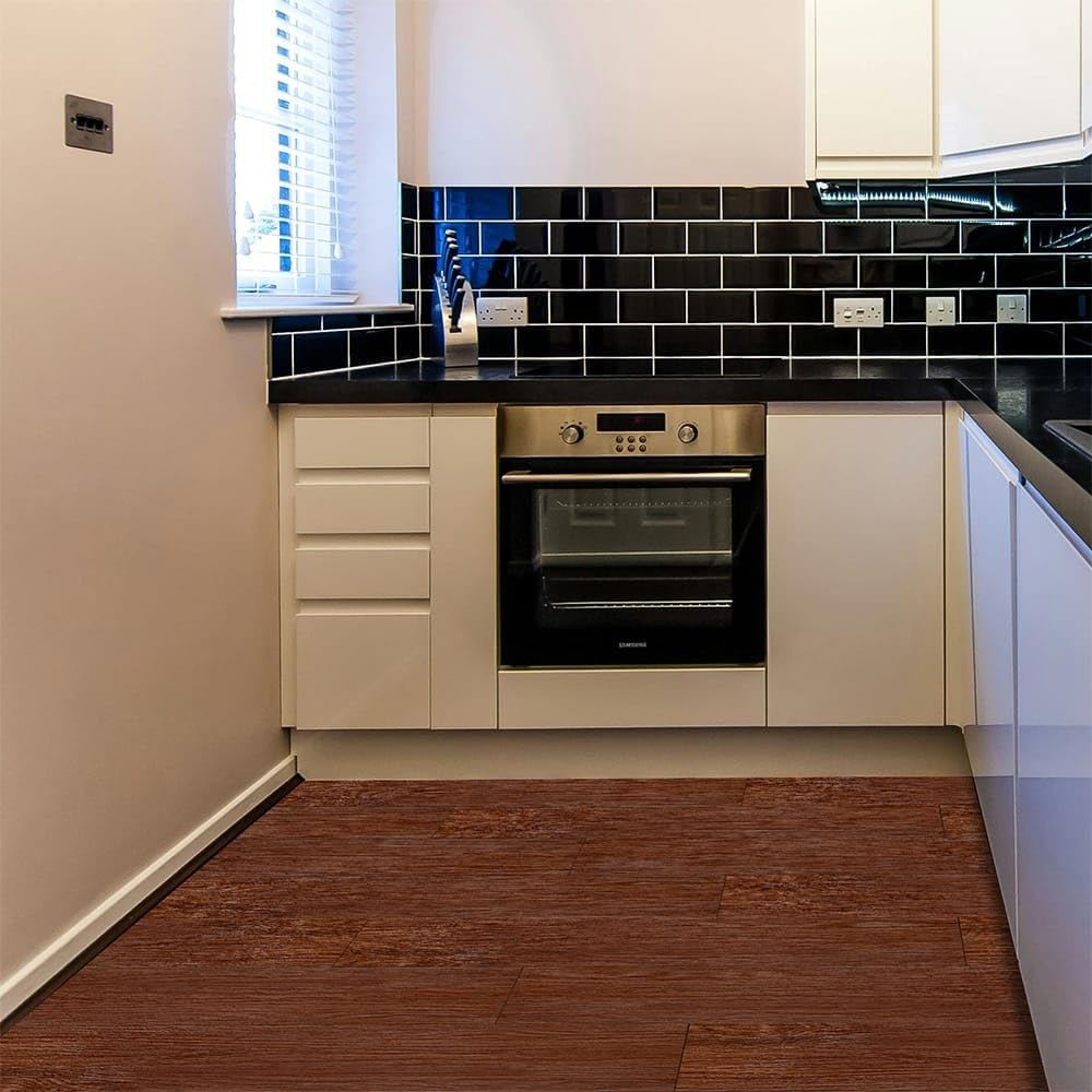 Peel and stick vinyl  floor planks - 91 X 15 cm (72pcs in a pack) covering 108sqft area- Dark Brown