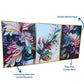 Crystal Painting for Wall Decoration with Golden Frame, Size- 41 X 61 Cm- Multicolor Flowers Design Set of 3