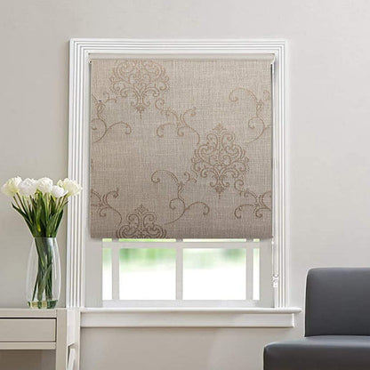 Blackout Roller Linen  Blinds for Windows -Golden Beige