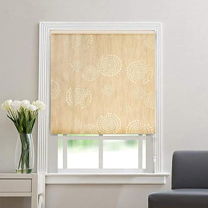 Blackout Fabric Window Roller Circle Design,Ivory