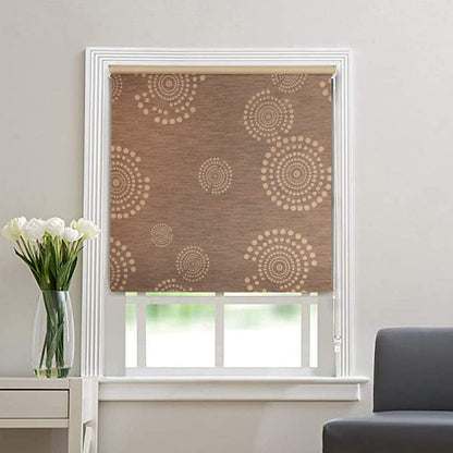 Blackout Circle Roller Blinds for Windows- Room Darkening Blinds for Home Office, Brown