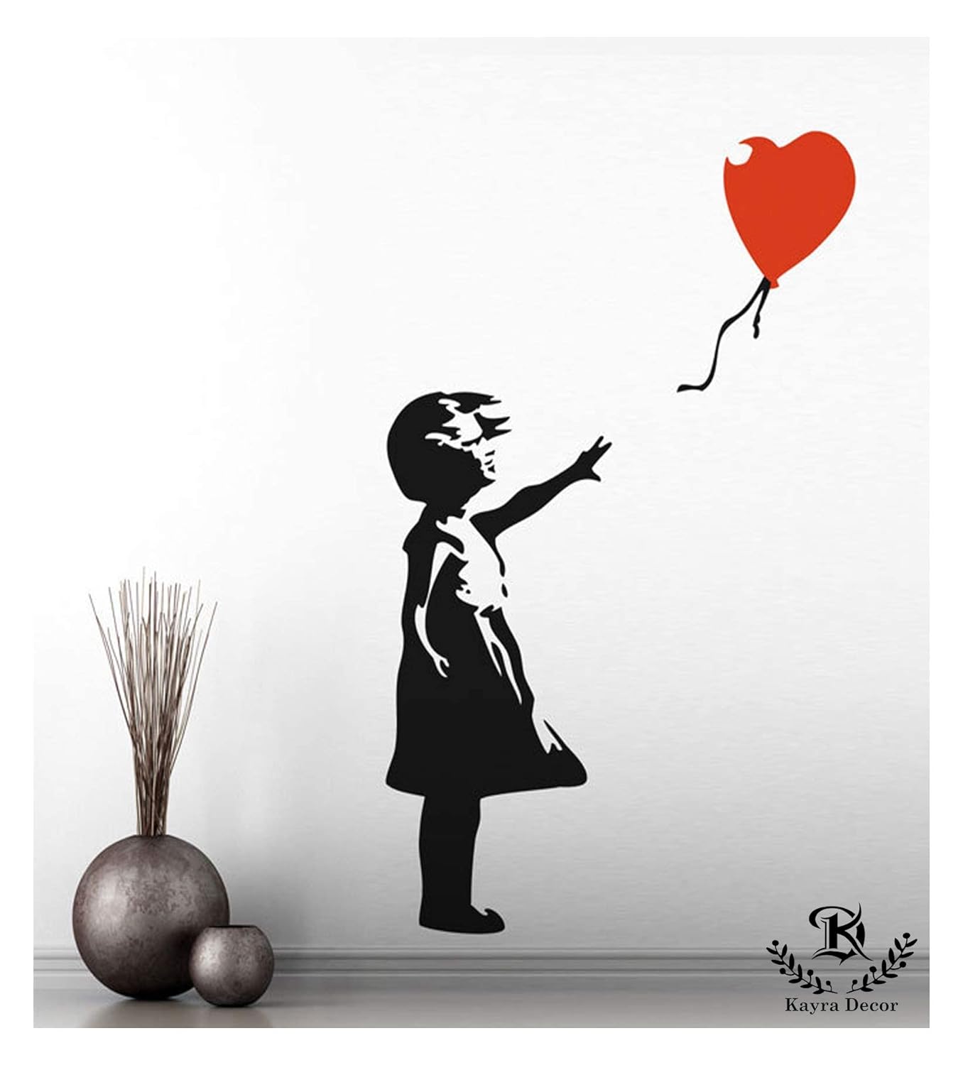 Girl with Balloon Wall Design Stencil (KHS389)