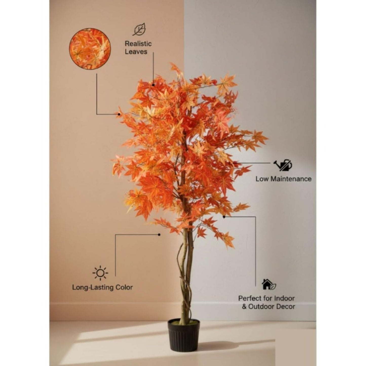 Artificial Maple Autumn Leaves Tree with Pot