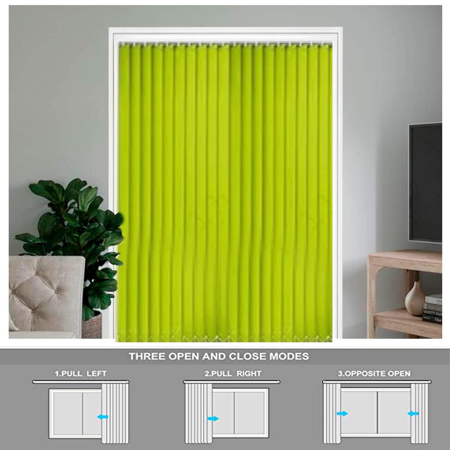 Vertical Blinds for Windows - Bedroom, Kitchen, Sliding Door, and Balcony (Customized Size, Envy Green)