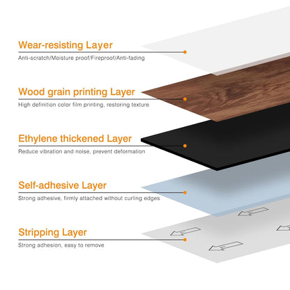 Vinyl floor tiles self adhesive wooden finish pattern