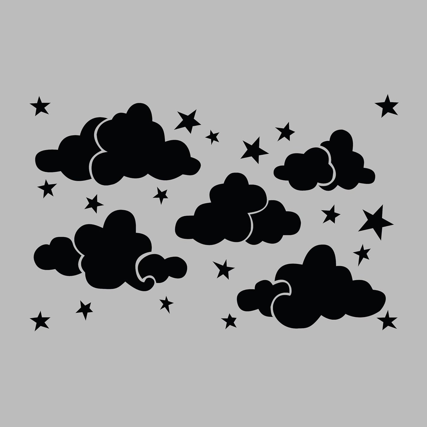 Latest Clouds and Stars kids Room Wall Stencil -Pack of 1, Sheet Size 24 x 36 inch/Design Size 22 x 34 inch.