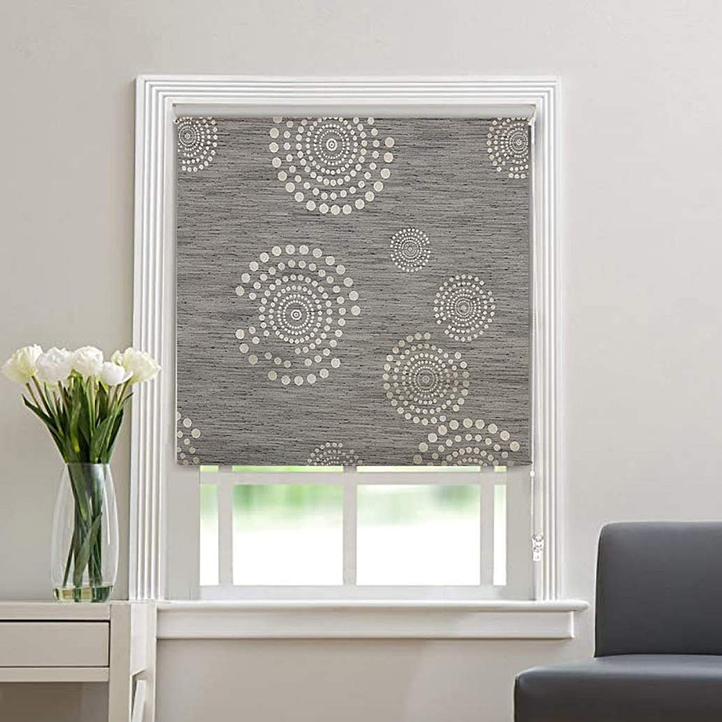 Blackout Fabric Window Roller Circle Design, Dark Grey