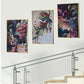 Crystal Painting for Wall Decoration with Golden Frame, Size- 41 X 61 Cm- Multicolor Flowers Design Set of 3