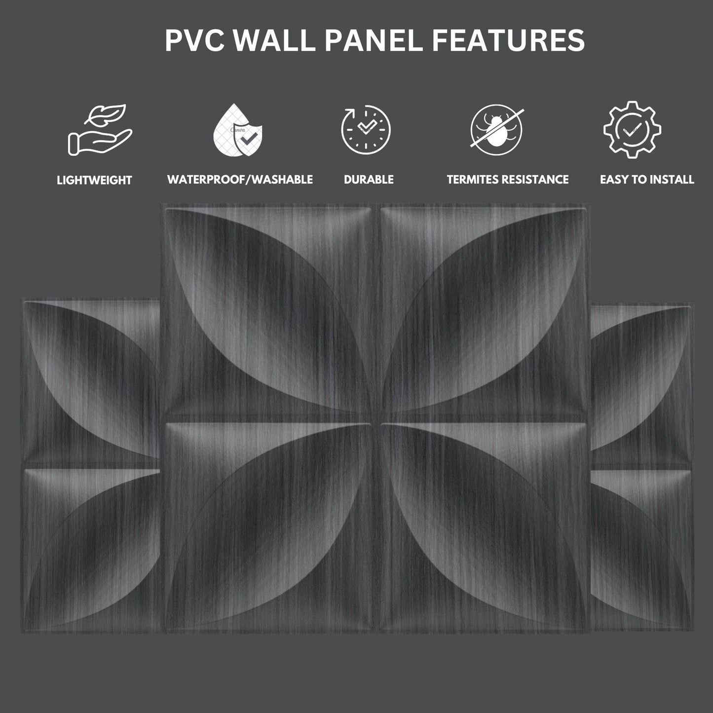 Gray Pine Wood 3D Wall Panels Butterfly Design