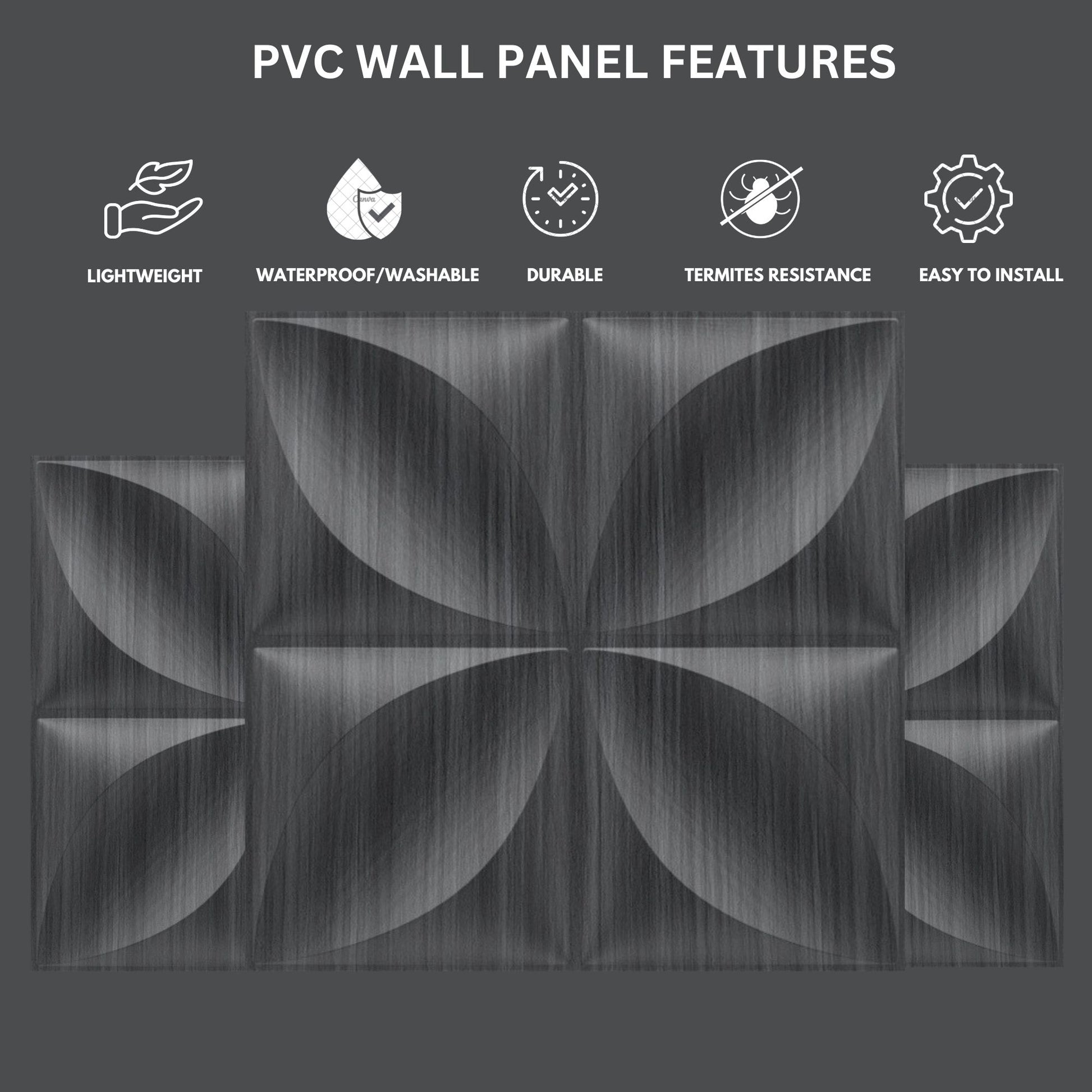 Gray Pine Wood 3D Wall Panels Butterfly Design