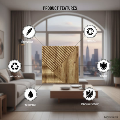 Beech Wood 3D Wall Panels Stripe Design