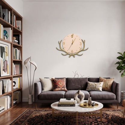 Relife Metal Wall Clock Antique Decorative Size- 60X45 cm | Deer Horn