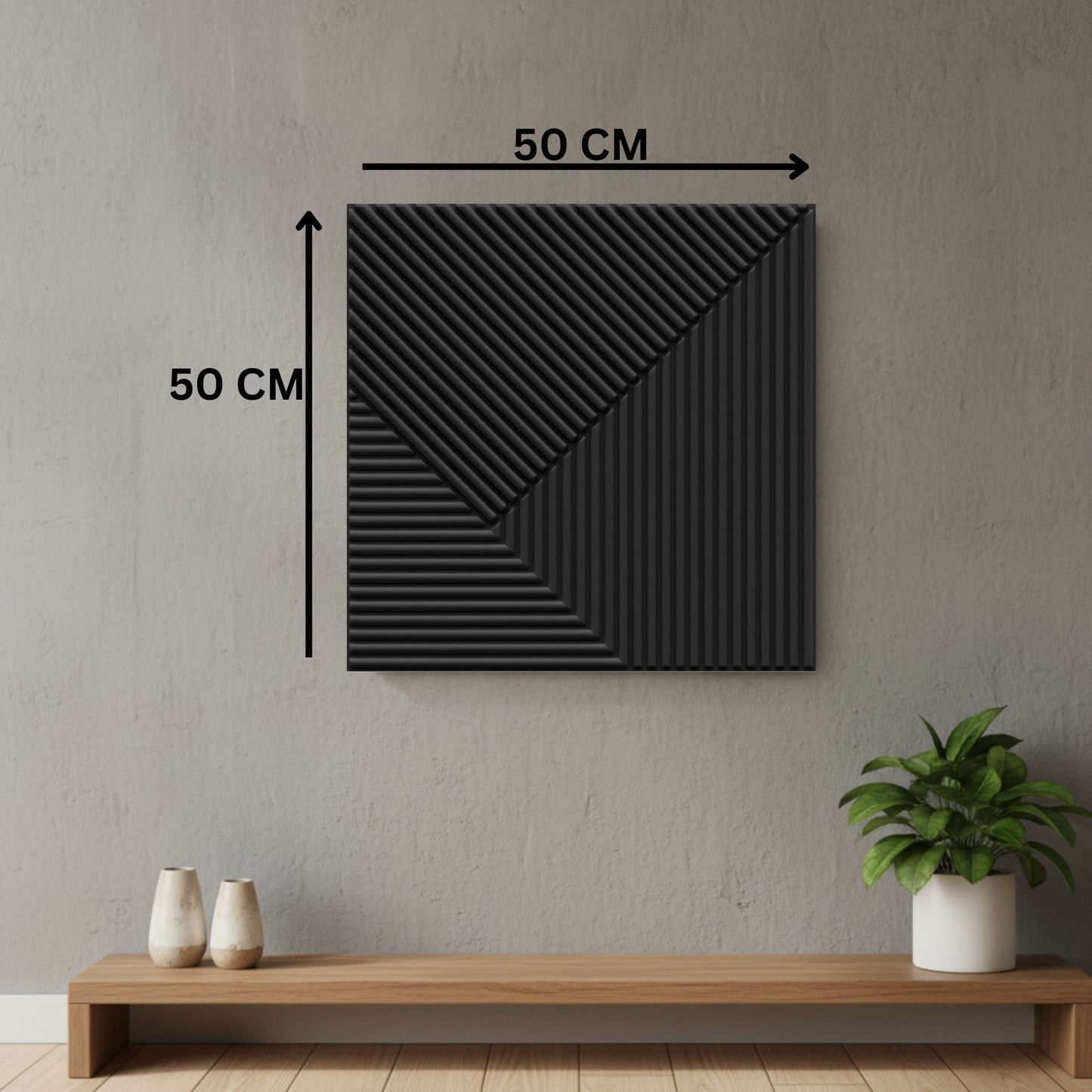 Black 3D Wall Panels Stripe Design