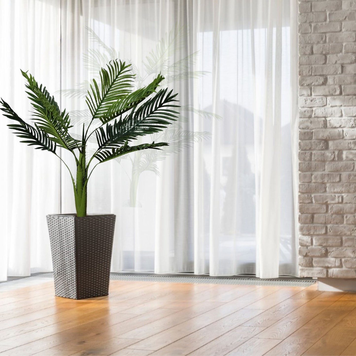 Artificial Palm Tree for Home Decor with Pot and 1 Stem