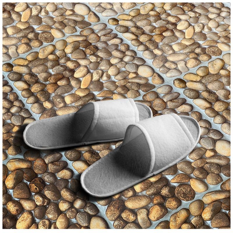 Peel and stick vinyl floor tiles 30 X 30cm (11pcs in a pack) covering 11sqft area- Pebble Design