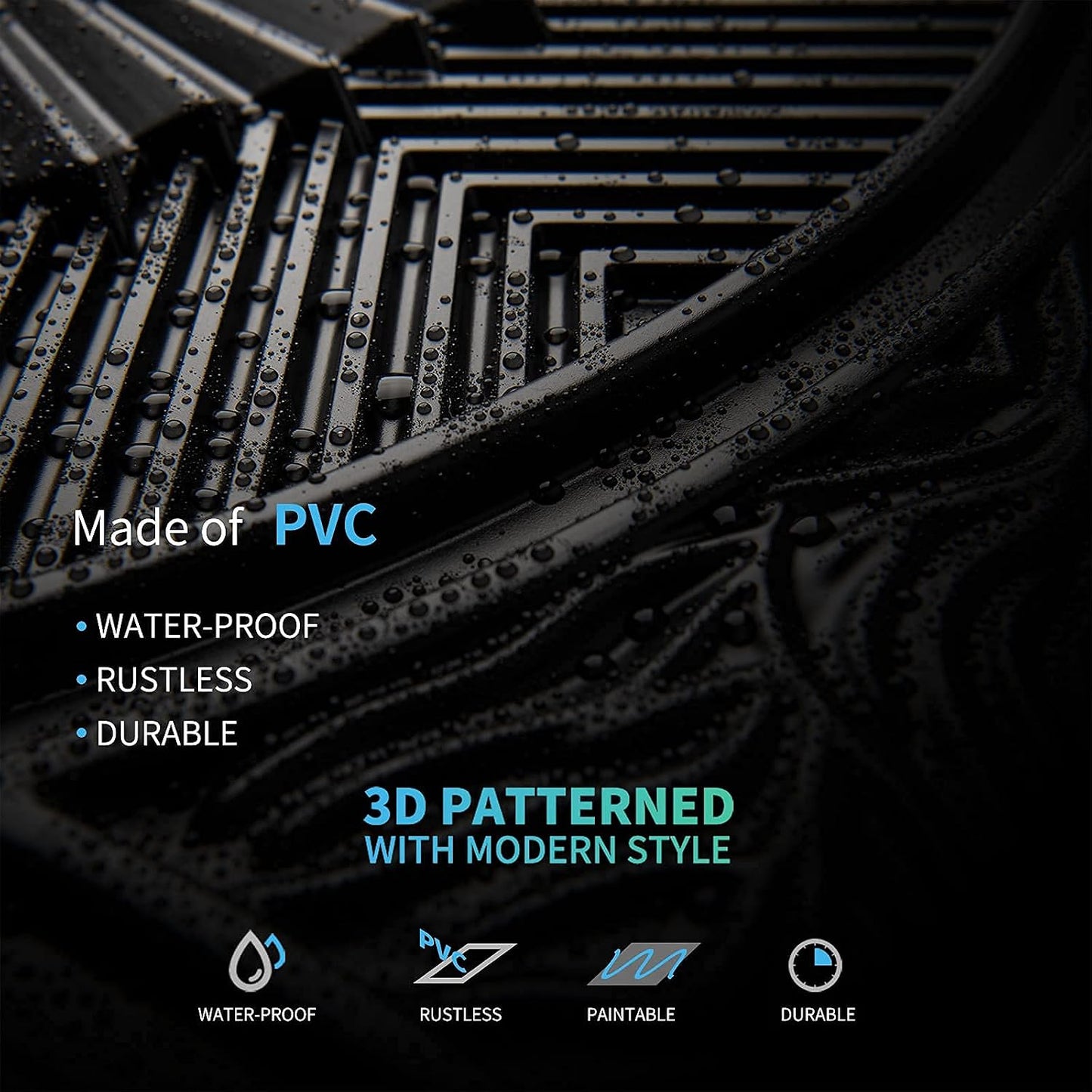 Black Wainscoting Design 3D Ceiling Panel-3