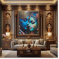 Crystal Painting for Wall Decoration with Golden Frame, Size- 81 X 81 Cm- Crystal Radha Krishna