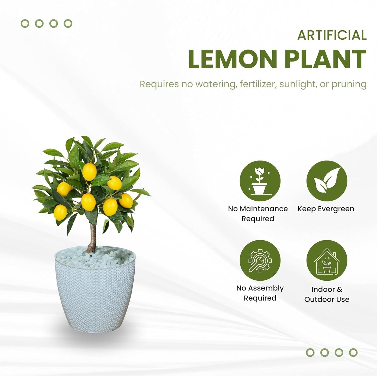 Artificial 1.5 Feet Lemon Plant with Pot for Home Office