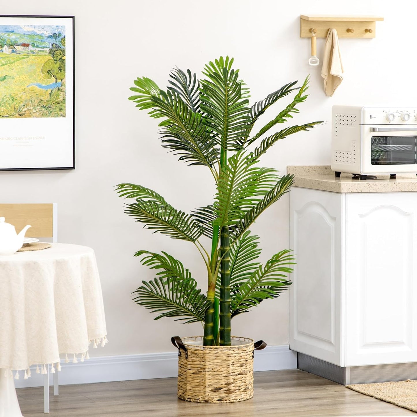 Artificial Areca Palm Tree 7 Feet in Pot with Realistic Leaves, Tropical Palm