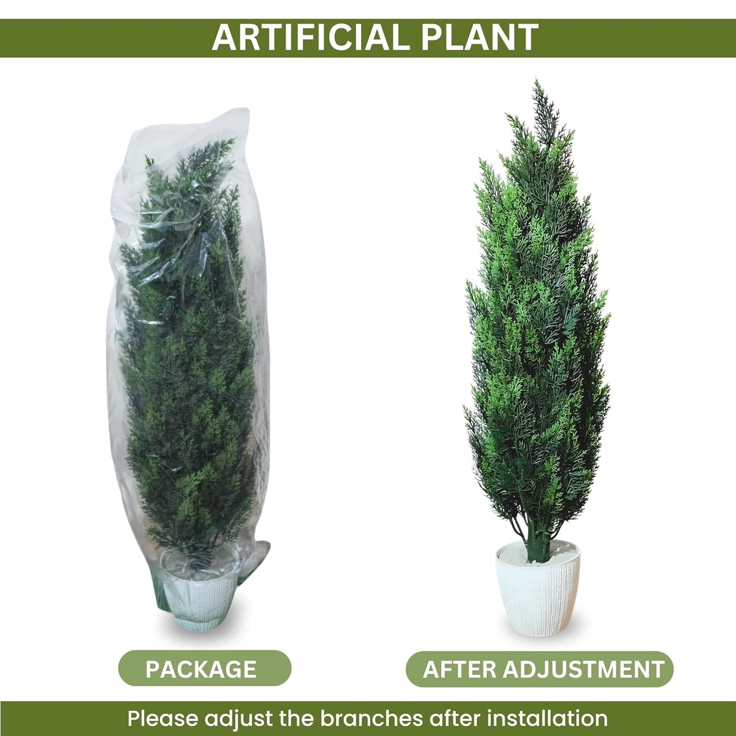 Artificial Plant Cedar Tree 3 Feet Tall UV Resistant, With Pot