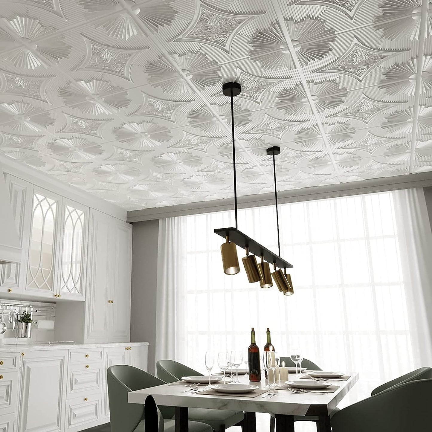 White Wainscoting Design 3D Ceiling Panel2