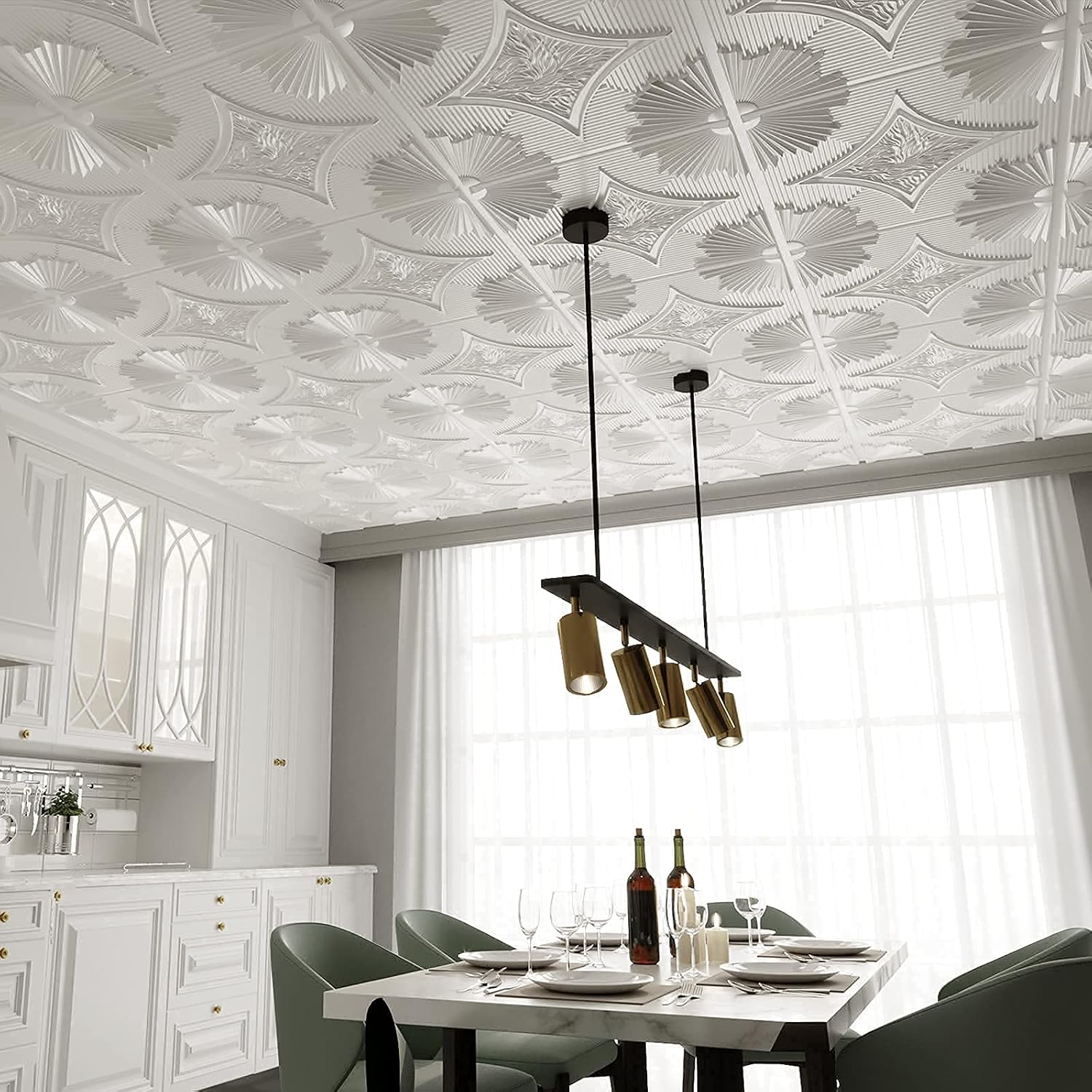 White Wainscoting Design 3D Ceiling Panel2