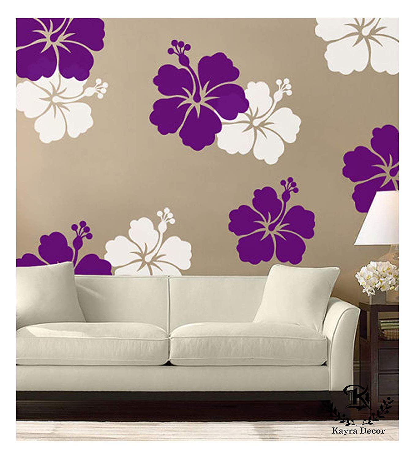 Hibiscus Flower Wall Design Stencil (KHS356)