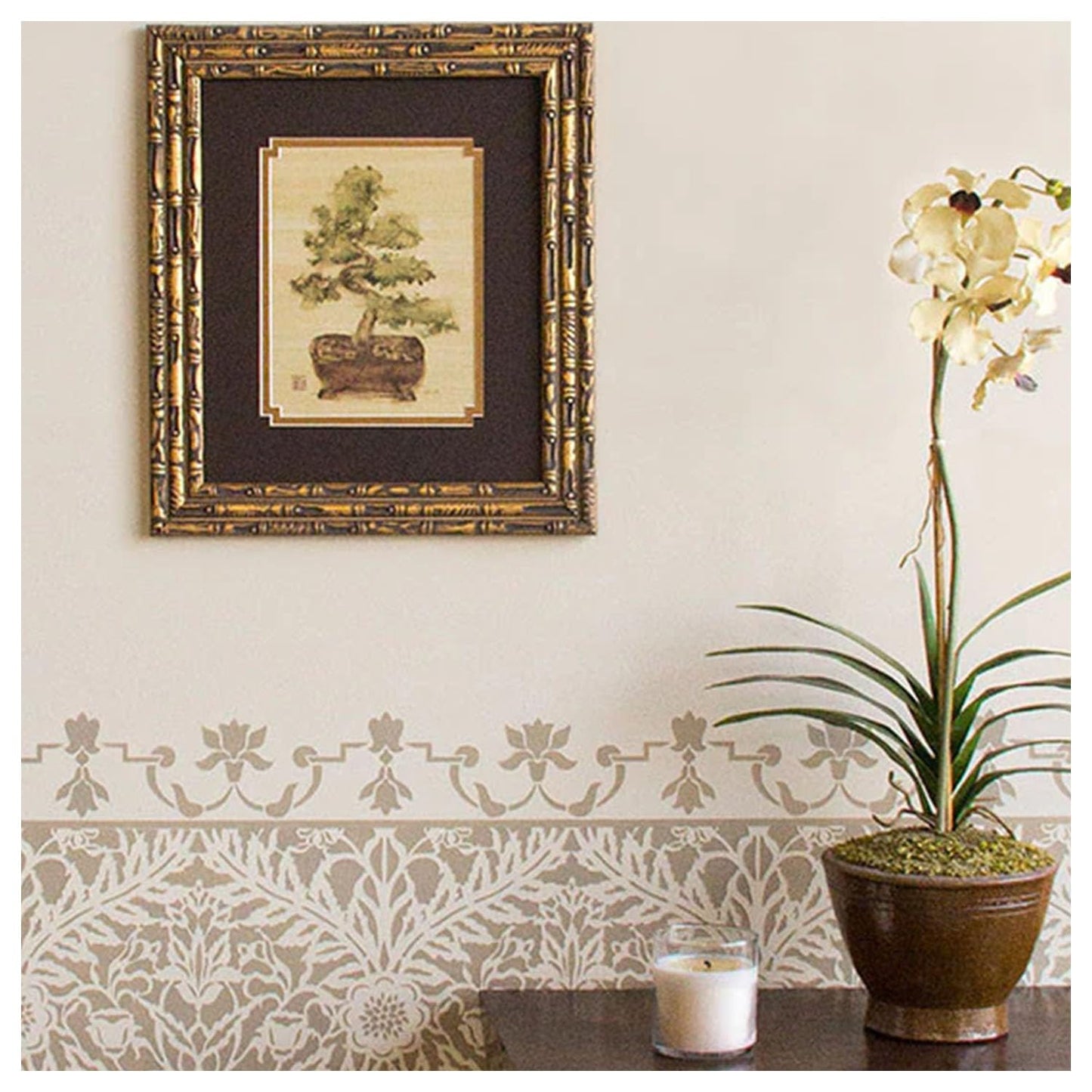 Latest Greek Lotus Border Wall and Floor Stencil -Pack of 1, Sheet Size 05 x 23 inch/Design Size 3.5 x 21 inch.
