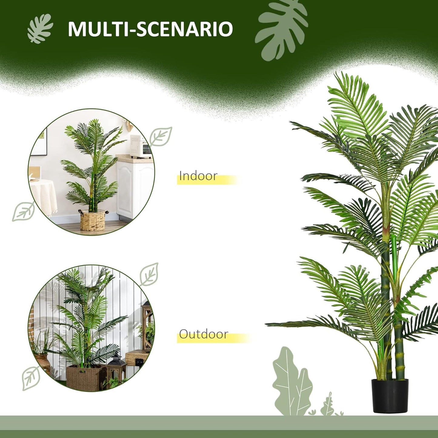 Artificial Plant Areca Palm Tree 5 Feet in Pot with Realistic Leaves