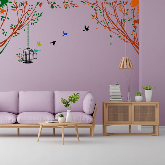 Birds Time to Fly Wall Design Stencil (KHSNT393)