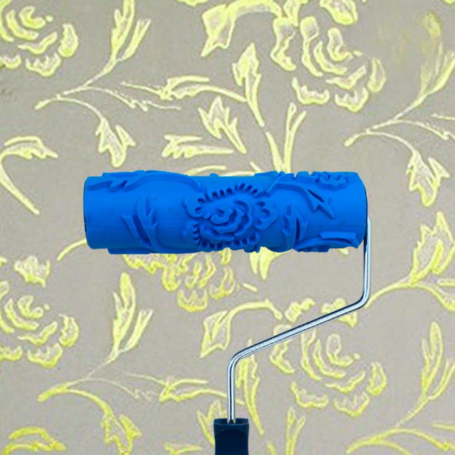 Design Roller for Wall Painting - 17.8 cm Rose Flower Design Texture with Chrome Handle