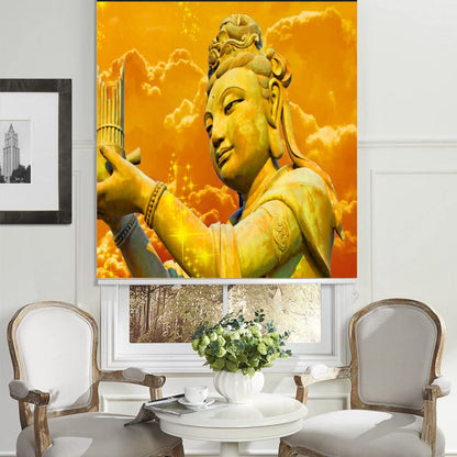 Blackout Roller Blind for Window-Gautama Buddha Design-1