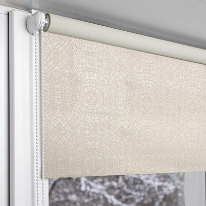 Blackout Fabric Window Roller Blind Big Circle Design, Cream