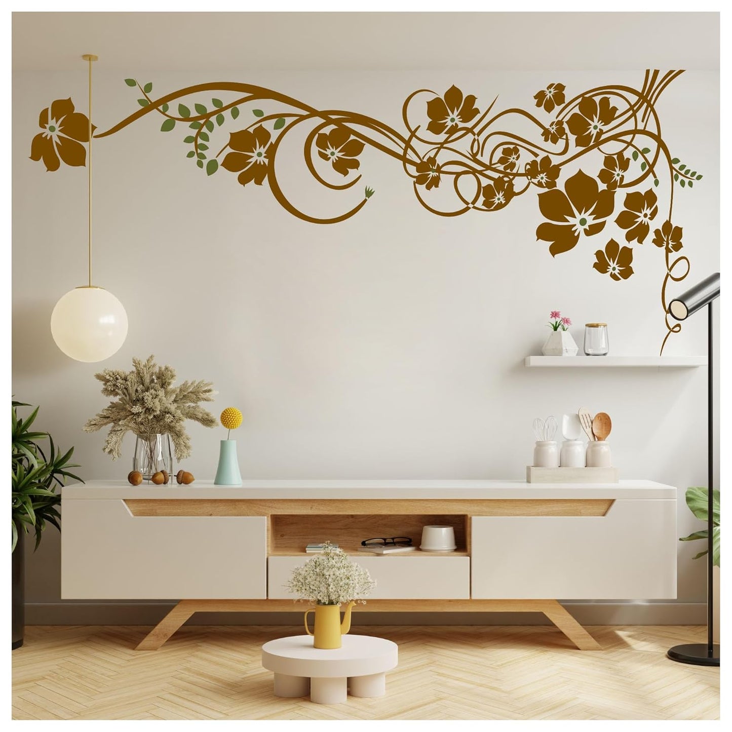 Stencils for Wall Painting (Size 432 X 168 cm) Flowers