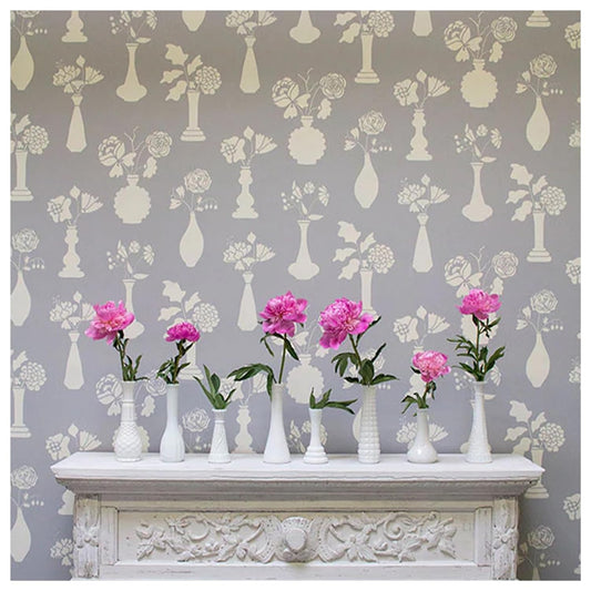 Latest Vintage Vases Allover Floral Wall Stencil(KDRDSS1268-2436)