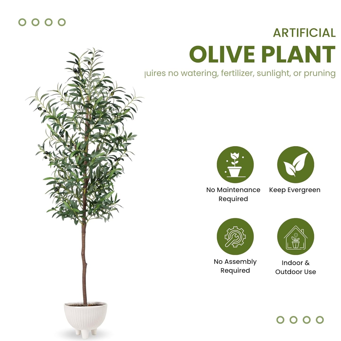 Artificial 5 Feet Olive Tree | Lifelike Faux Olive Plant with Plastic Pot for Home Office