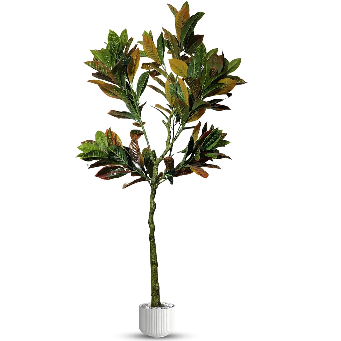 Artificial 5 Feet Croton Plant with Pot for Home Decor