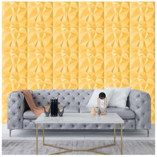 3D PVC Wall Panel, Gold Diamond Design(12Pc)