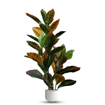 Artificial Croton Plant with Pot for Home Decor