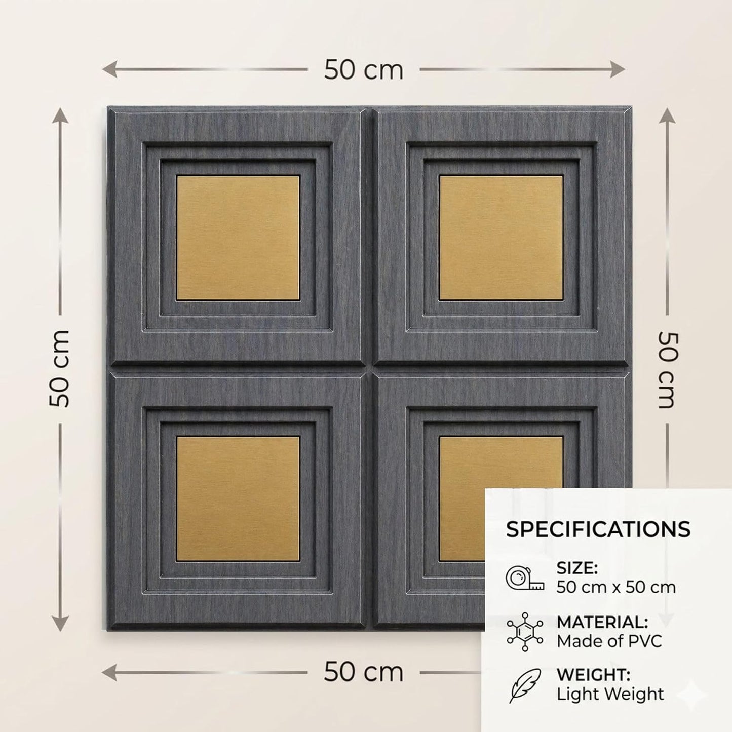 3D Wall Panels for Home Decor PVC Acrylic Square Box Design 50X50 cm