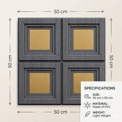 3D Wall Panels for Home Decor PVC Acrylic Square Box Design 50X50 cm