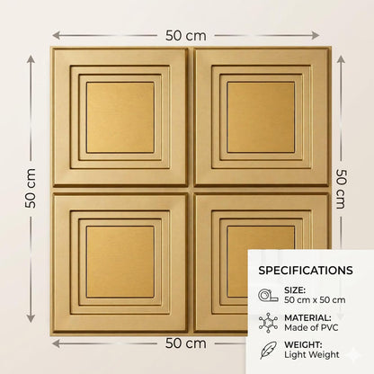 3D Wall Panels for Home Decor PVC Acrylic Square Box Design 50X50 cm