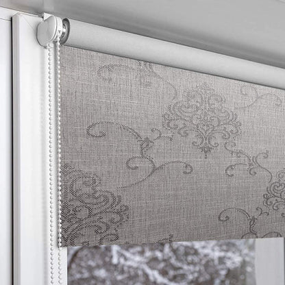 Blackout Circle Roller Blinds for Windows- Room Darkening Blinds for Home Office, Silver Grey