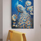 Crystal Painting for Wall Decoration with Golden Frame, Size 40 X 61 Cm- Crystal Peacock