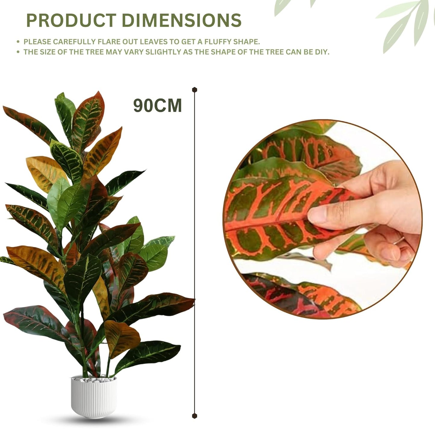 Artificial 3 Feet Croton Plant with Pot  for Home Decor