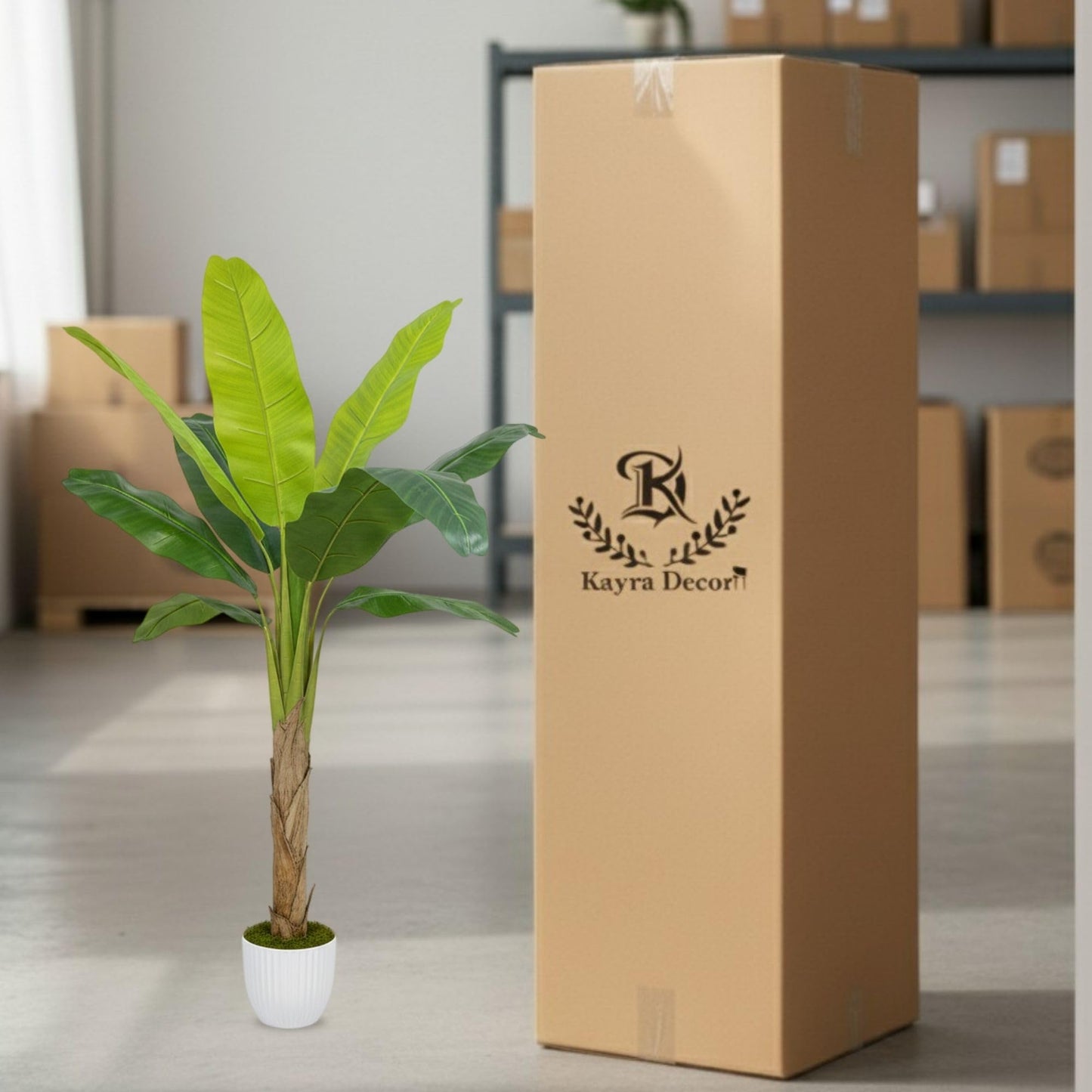 Artificial Banana Tree with Pot for Living Room, Balcony, and Office