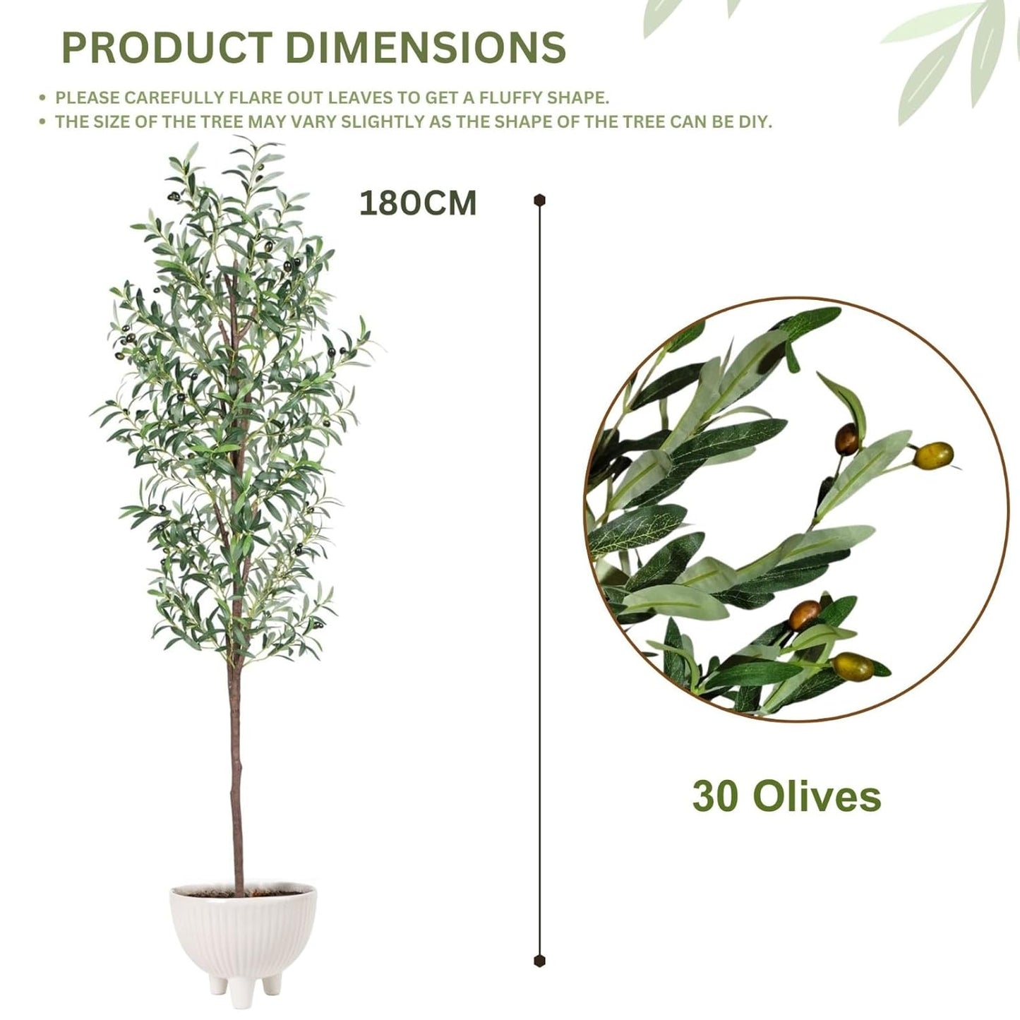 Artificial 6 Feet Olive Tree | Lifelike Faux Olive Plant with Plastic Pot for Home Office