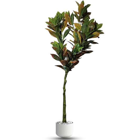 Artificial 6 Feet Croton Plant with Pot for Home Decor