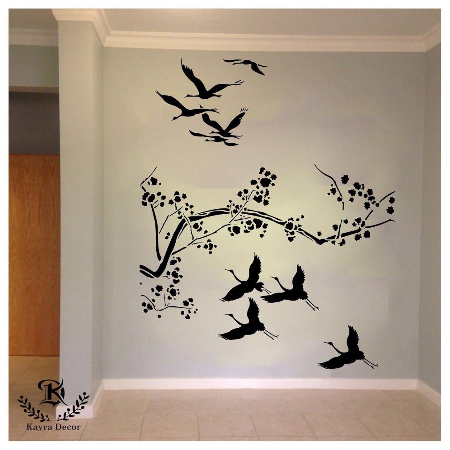 Stencils for Wall Painting (Size 229 X 229 cm) Egret Birds