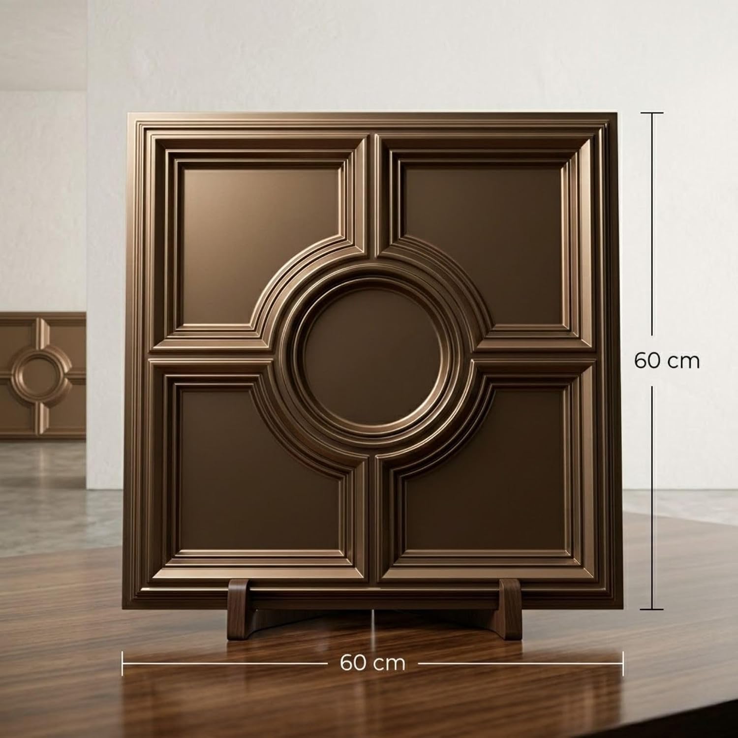 Metallic Coffee Regal Medallion Design 3D PVC Ceiling Panel Front View2